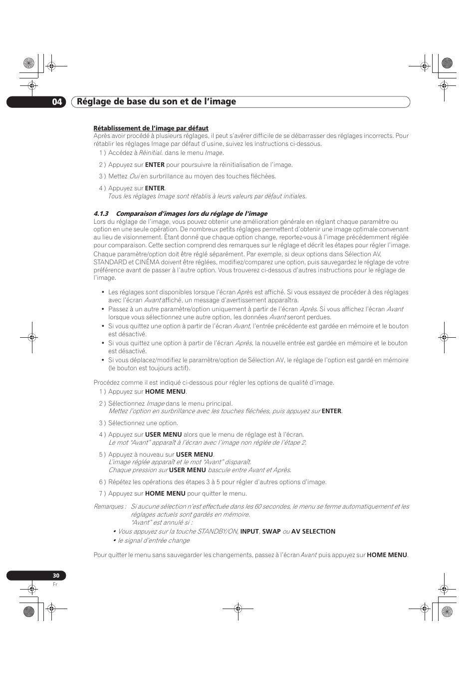 3 comparaison d’images lors du réglage de l’image, 04 réglage de base du son et de l’image | Pioneer KRP-500M User Manual | Page 138 / 325