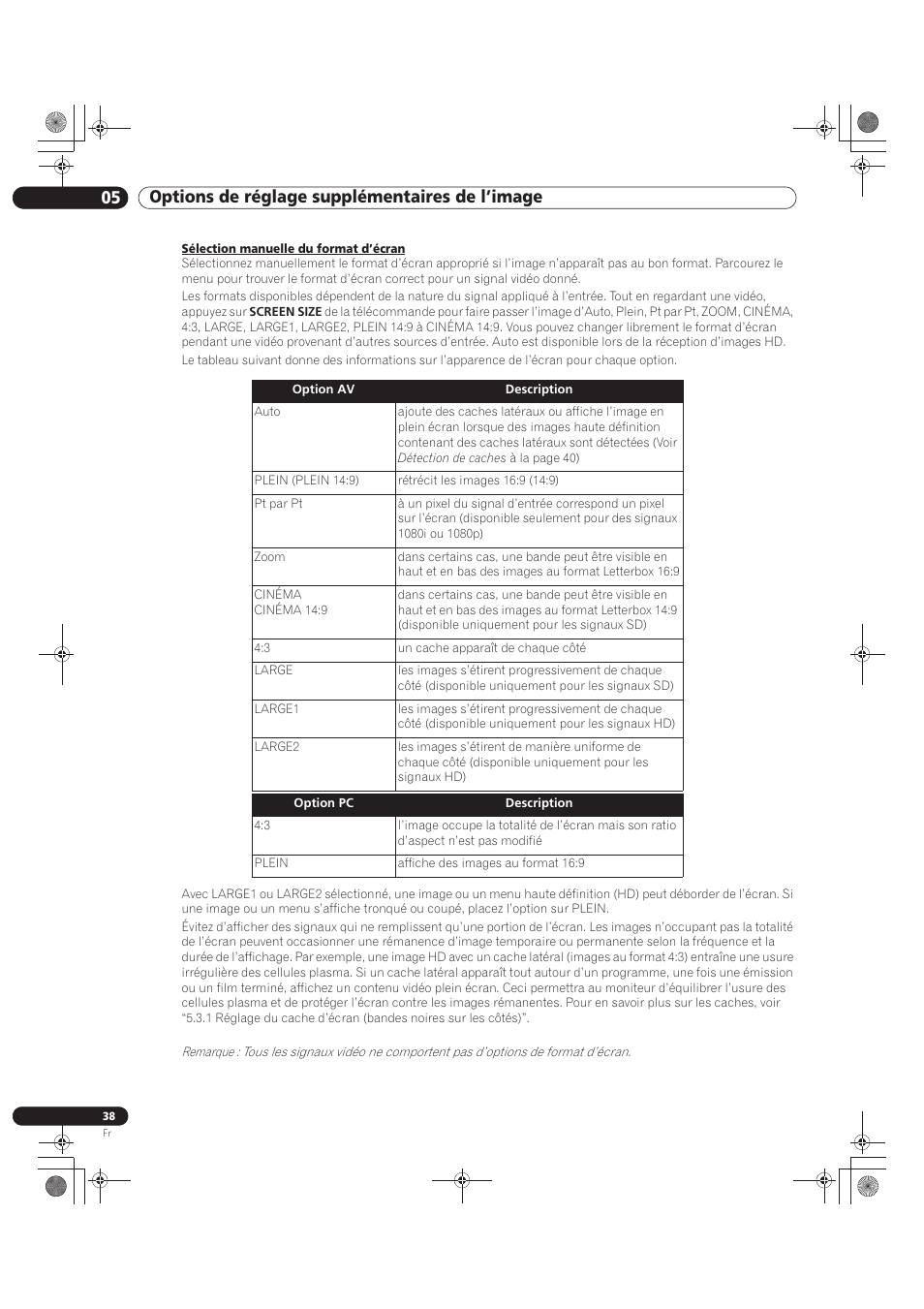 05 options de réglage supplémentaires de l’image | Pioneer KRP-500M User Manual | Page 146 / 325