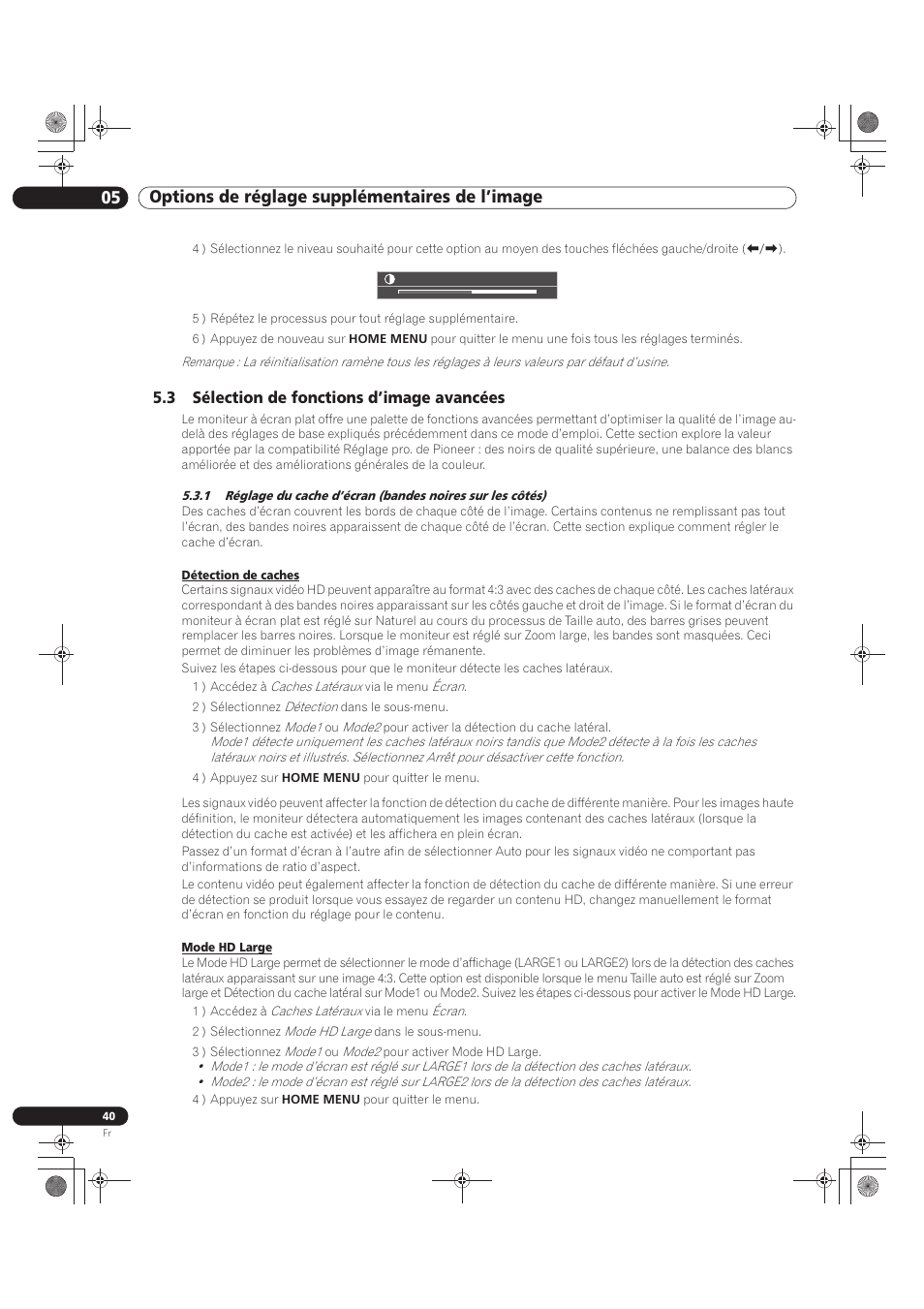 3 sélection de fonctions d’image avancées, 05 options de réglage supplémentaires de l’image | Pioneer KRP-500M User Manual | Page 148 / 325