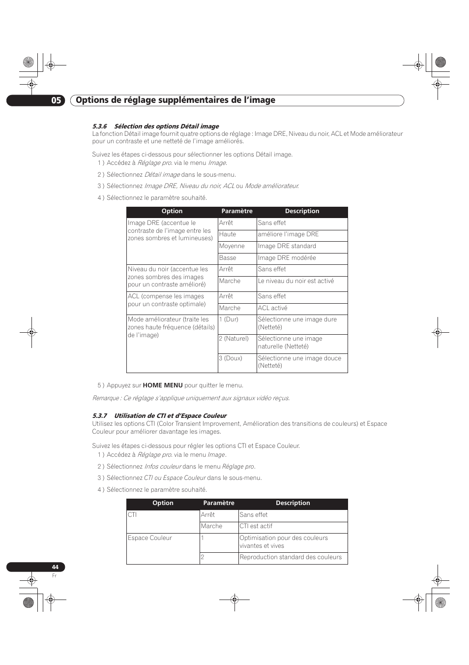 05 options de réglage supplémentaires de l’image | Pioneer KRP-500M User Manual | Page 152 / 325