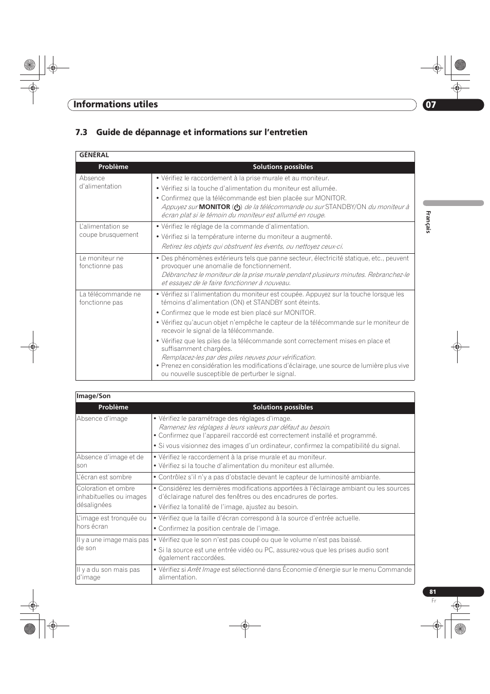 Informations utiles 07 | Pioneer KRP-500M User Manual | Page 189 / 325