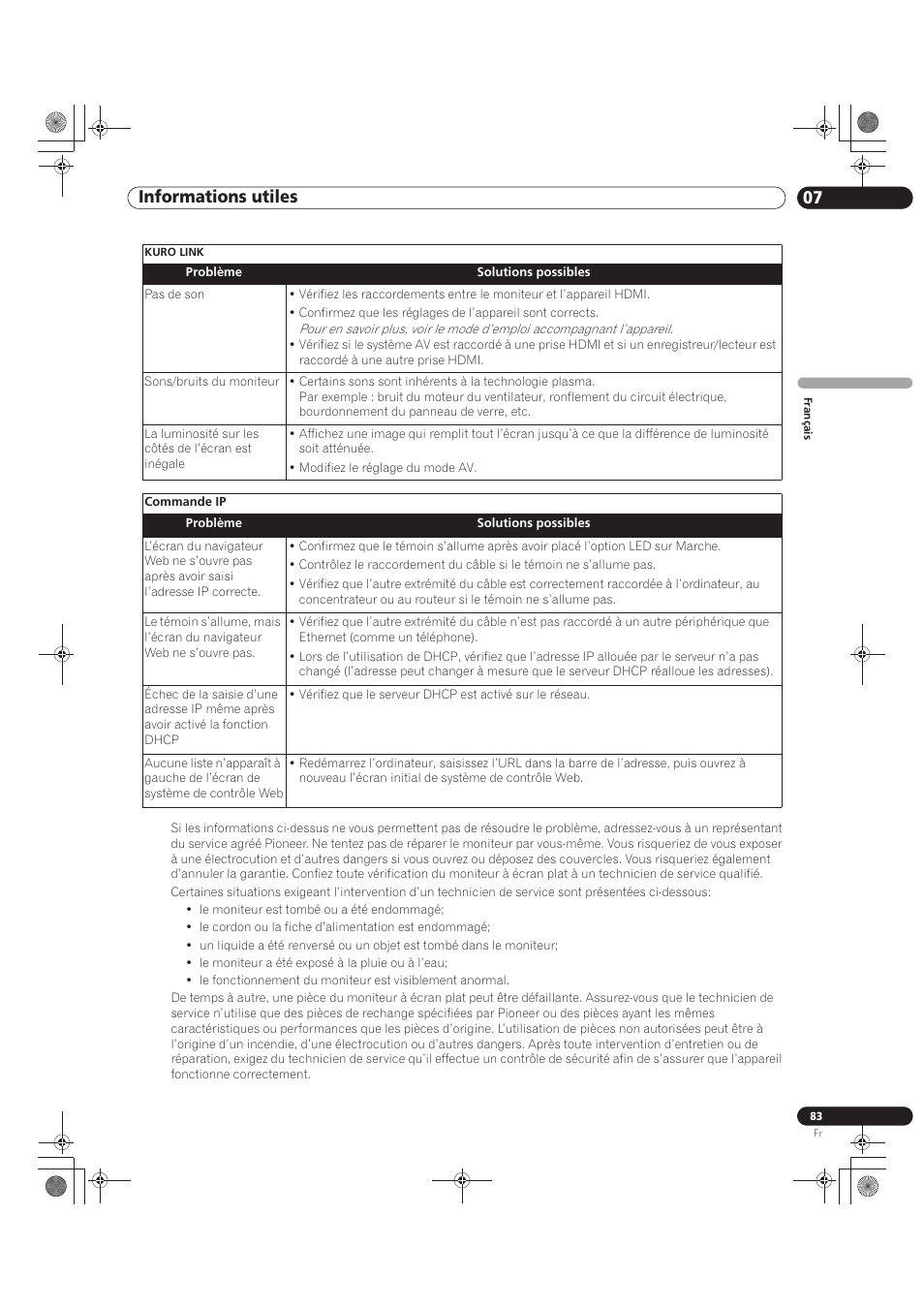 Informations utiles 07 | Pioneer KRP-500M User Manual | Page 191 / 325