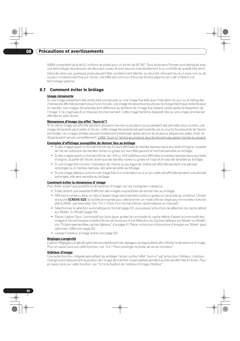 7 comment éviter le brûlage, 08 précautions et avertissements | Pioneer KRP-500M User Manual | Page 194 / 325