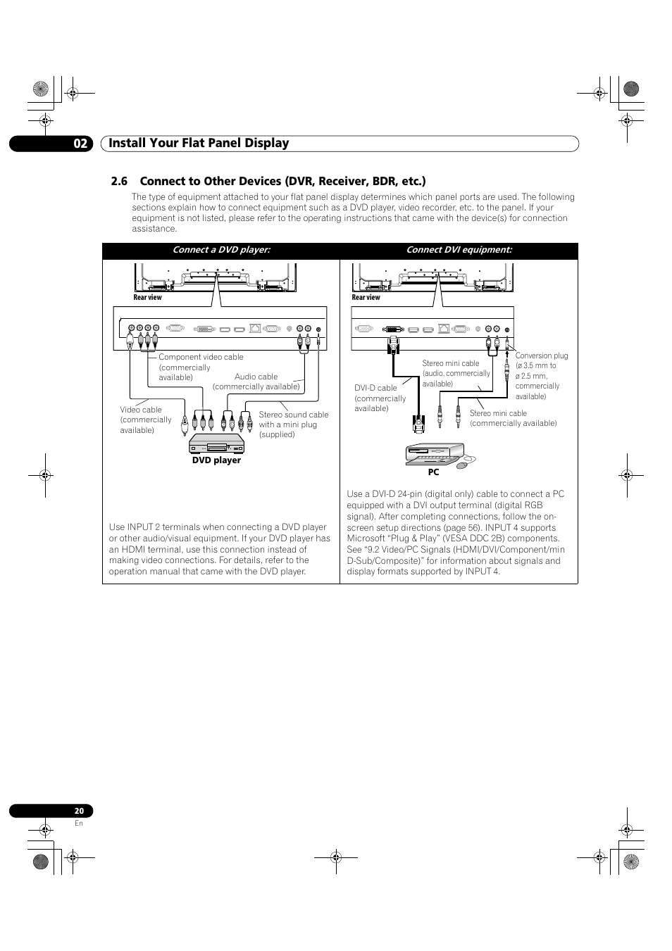 02 install your flat panel display | Pioneer KRP-500M User Manual | Page 20 / 325