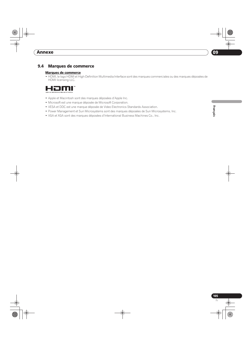 4 marques de commerce, 09 annexe | Pioneer KRP-500M User Manual | Page 213 / 325