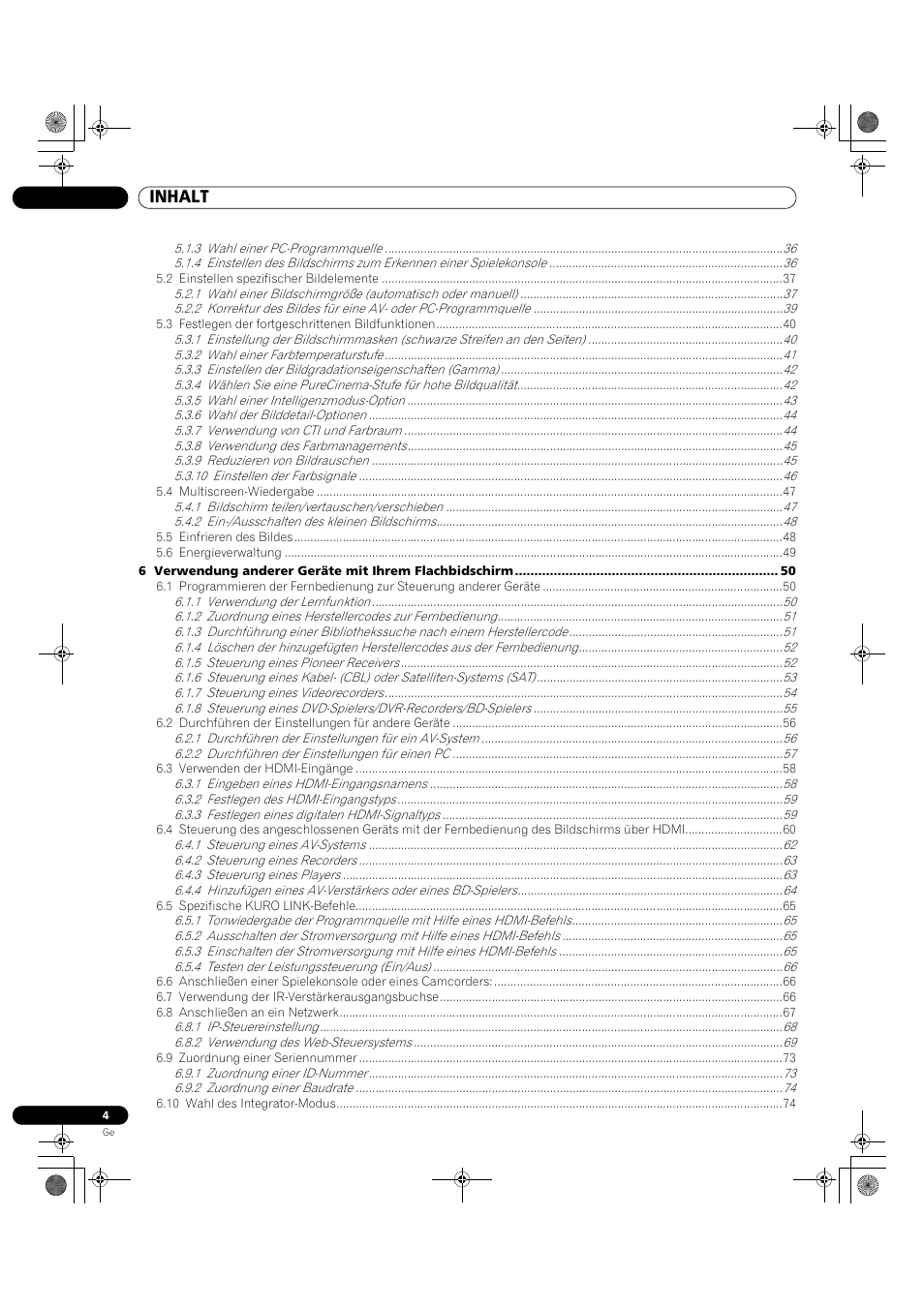 Inhalt | Pioneer KRP-500M User Manual | Page 220 / 325