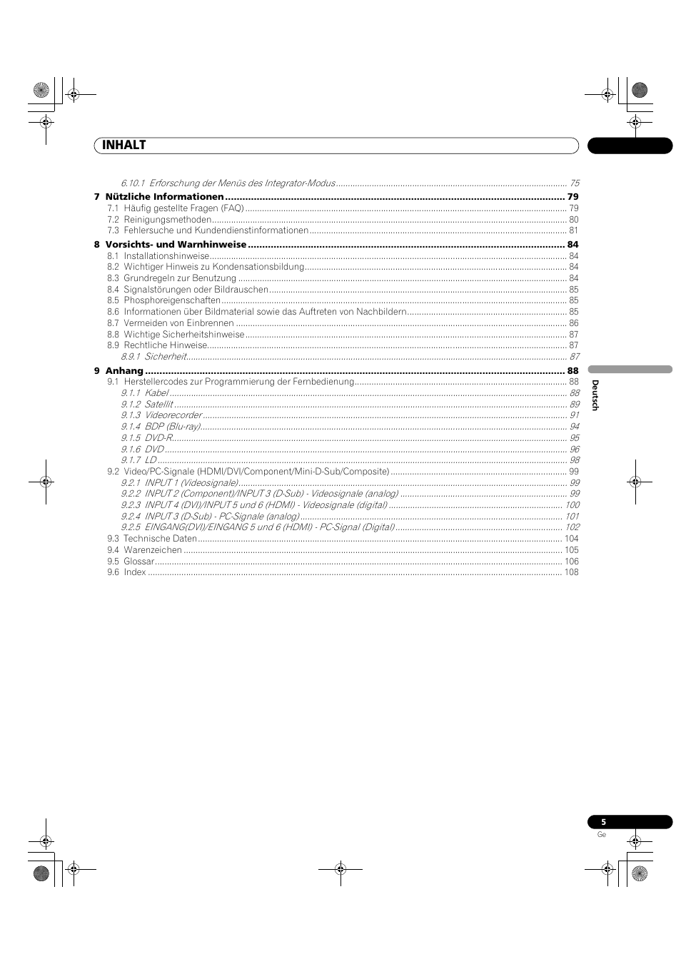 Inhalt | Pioneer KRP-500M User Manual | Page 221 / 325