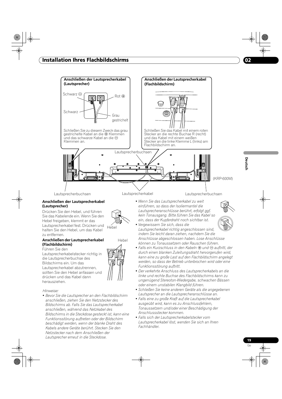 02 installation ihres flachbildschirms | Pioneer KRP-500M User Manual | Page 235 / 325
