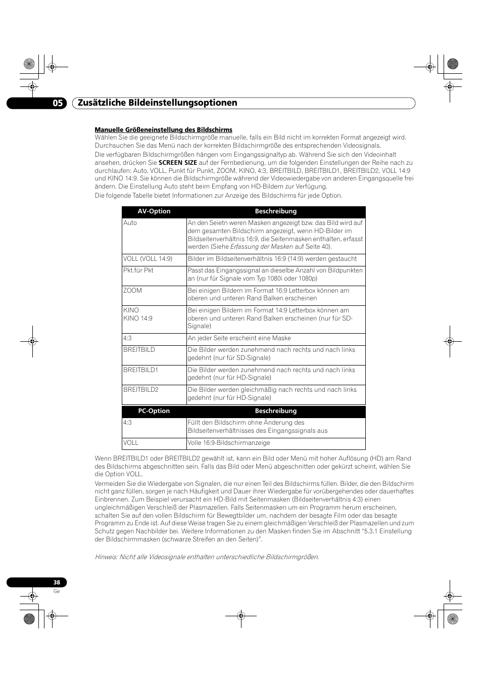 05 zusätzliche bildeinstellungsoptionen | Pioneer KRP-500M User Manual | Page 254 / 325