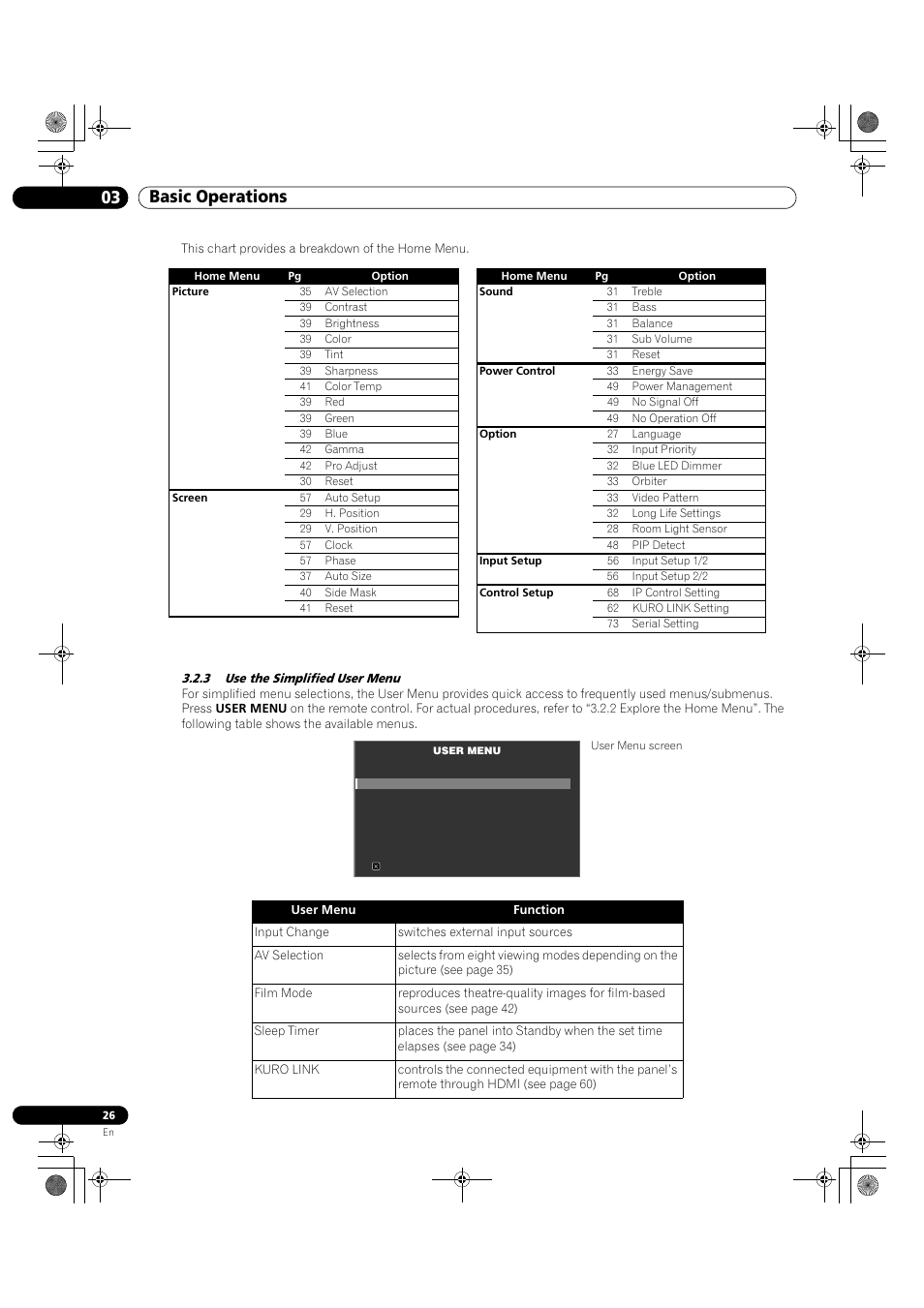 3 use the simplified user menu, 03 basic operations | Pioneer KRP-500M User Manual | Page 26 / 325