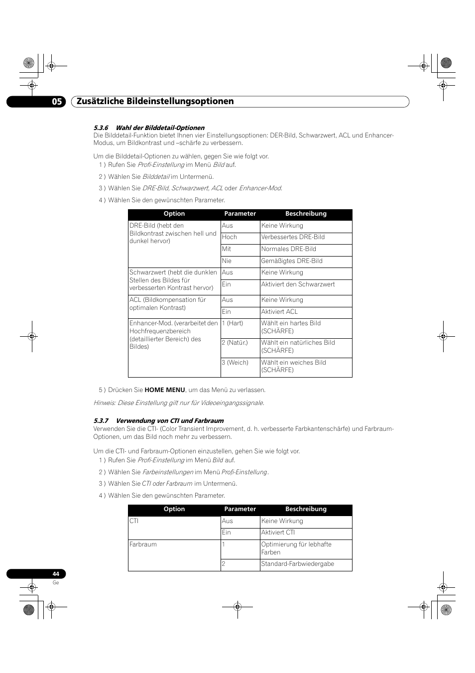 05 zusätzliche bildeinstellungsoptionen | Pioneer KRP-500M User Manual | Page 260 / 325
