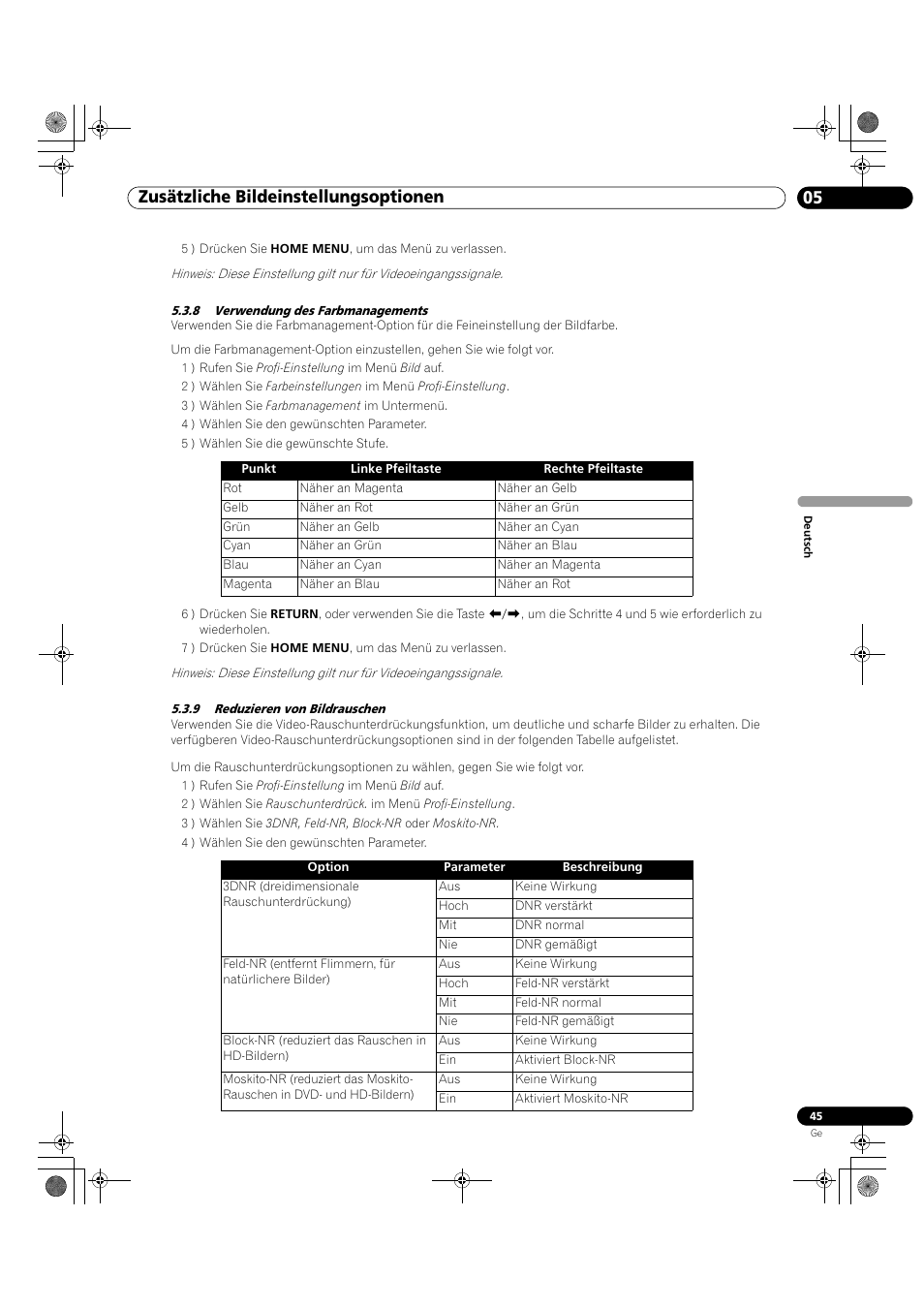 05 zusätzliche bildeinstellungsoptionen | Pioneer KRP-500M User Manual | Page 261 / 325