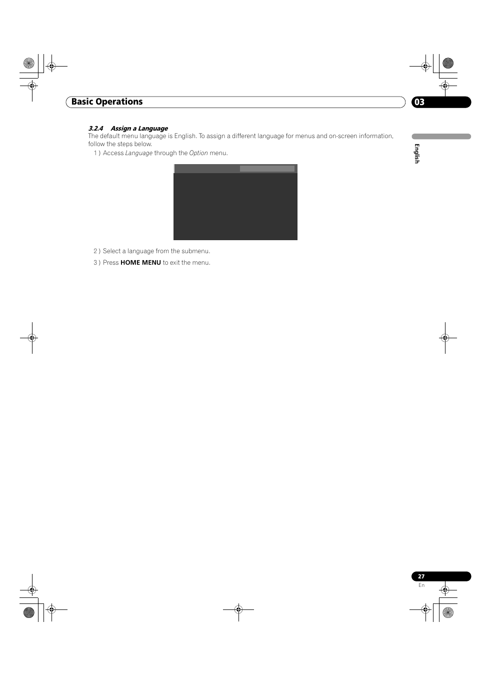 4 assign a language, Basic operations 03 | Pioneer KRP-500M User Manual | Page 27 / 325