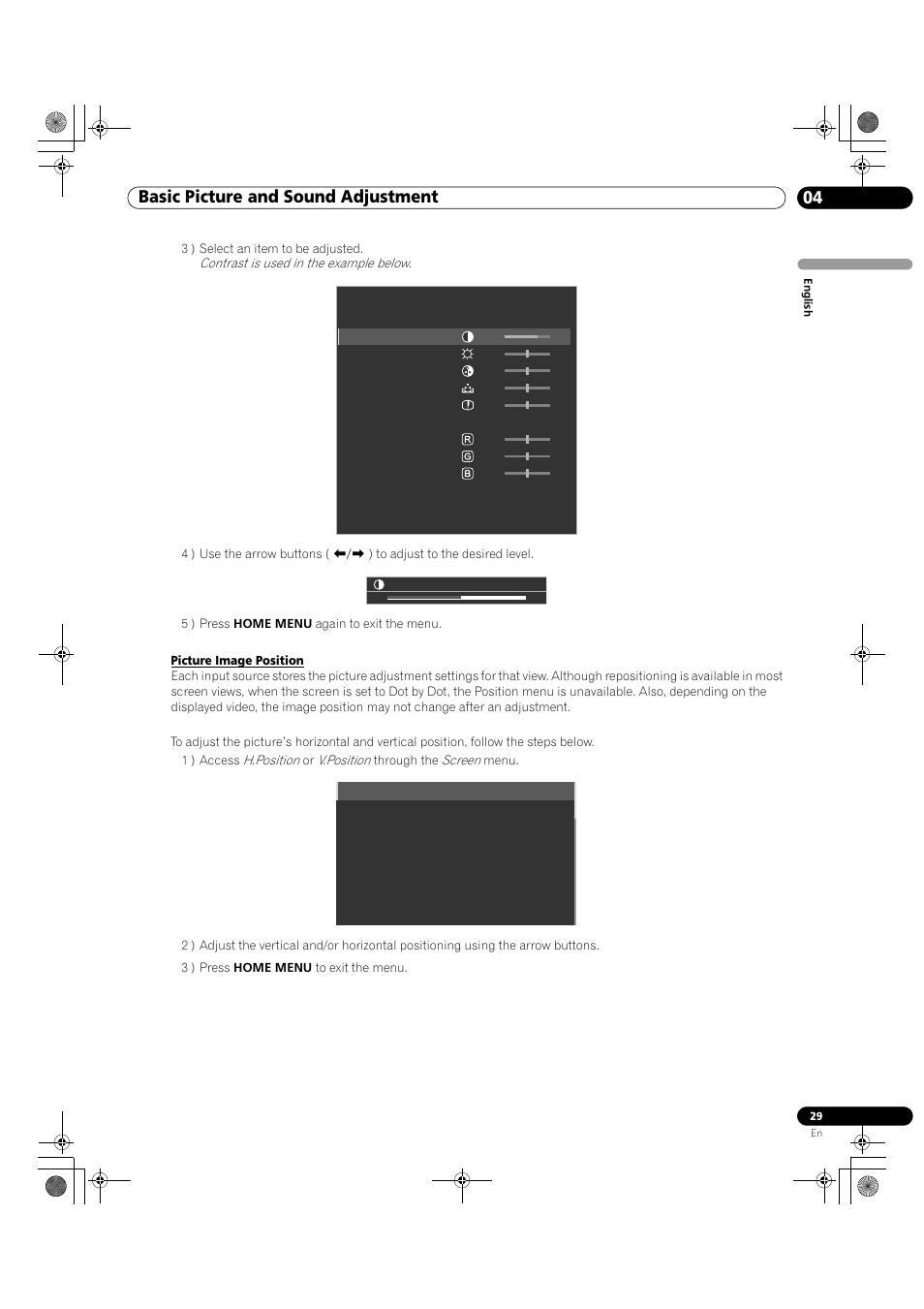 Basic picture and sound adjustment 04 | Pioneer KRP-500M User Manual | Page 29 / 325