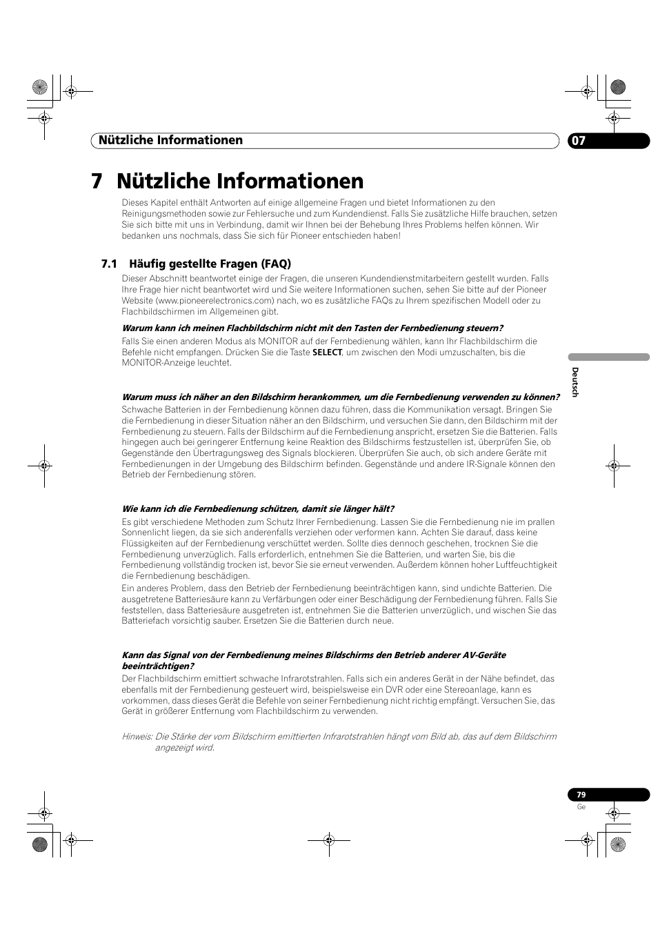 7 nützliche informationen, 1 häufig gestellte fragen (faq), Nützliche informationen 07 | Pioneer KRP-500M User Manual | Page 295 / 325