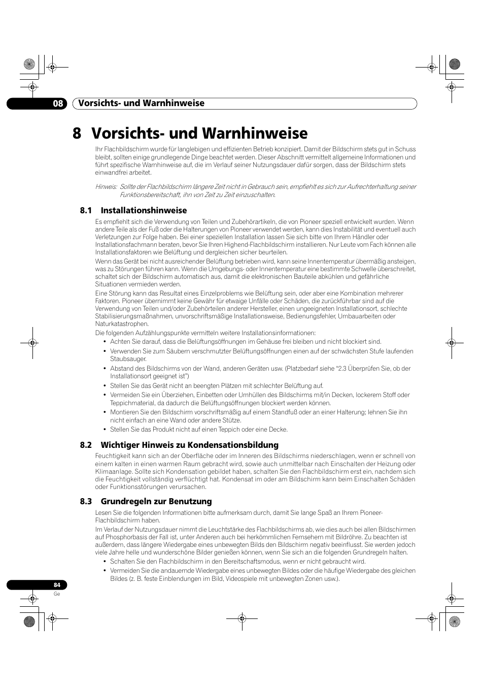 8 vorsichts- und warnhinweise, 08 vorsichts- und warnhinweise | Pioneer KRP-500M User Manual | Page 300 / 325