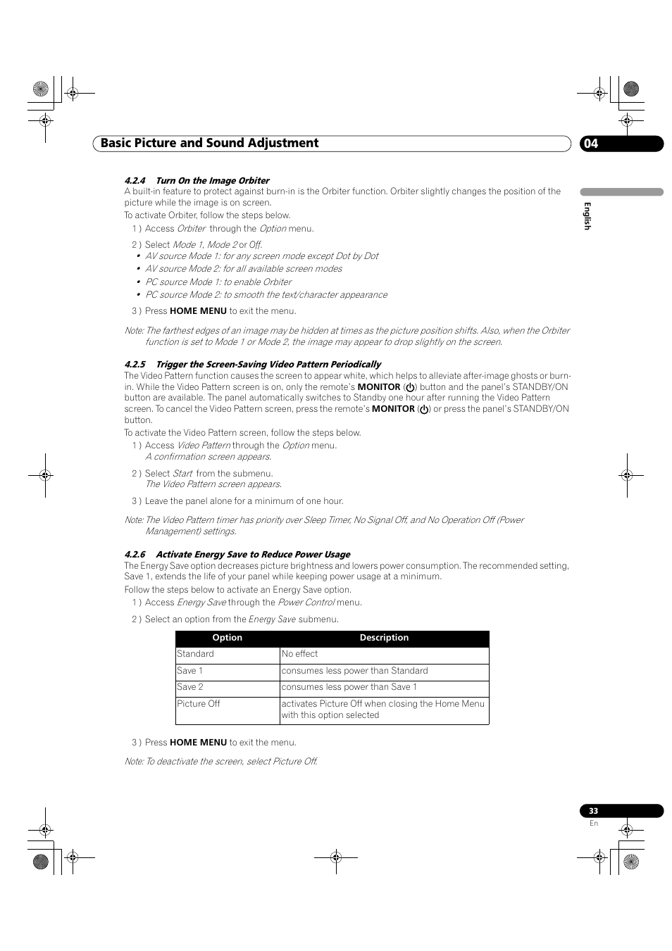 Basic picture and sound adjustment 04 | Pioneer KRP-500M User Manual | Page 33 / 325