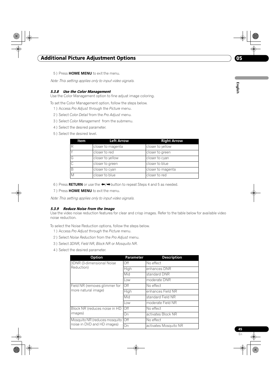 05 additional picture adjustment options | Pioneer KRP-500M User Manual | Page 45 / 325