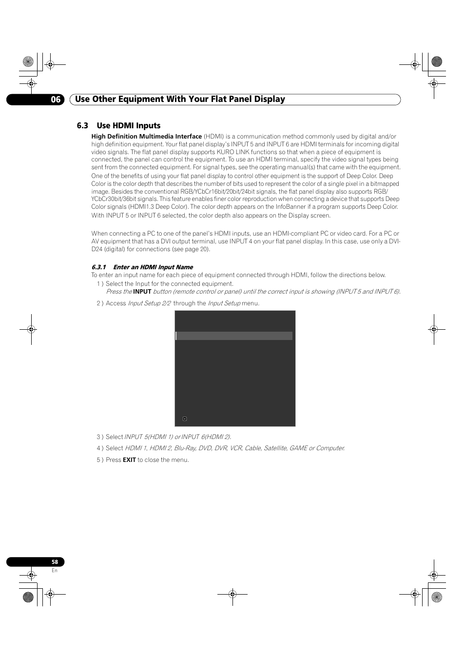 3 use hdmi inputs, 1 enter an hdmi input name | Pioneer KRP-500M User Manual | Page 58 / 325