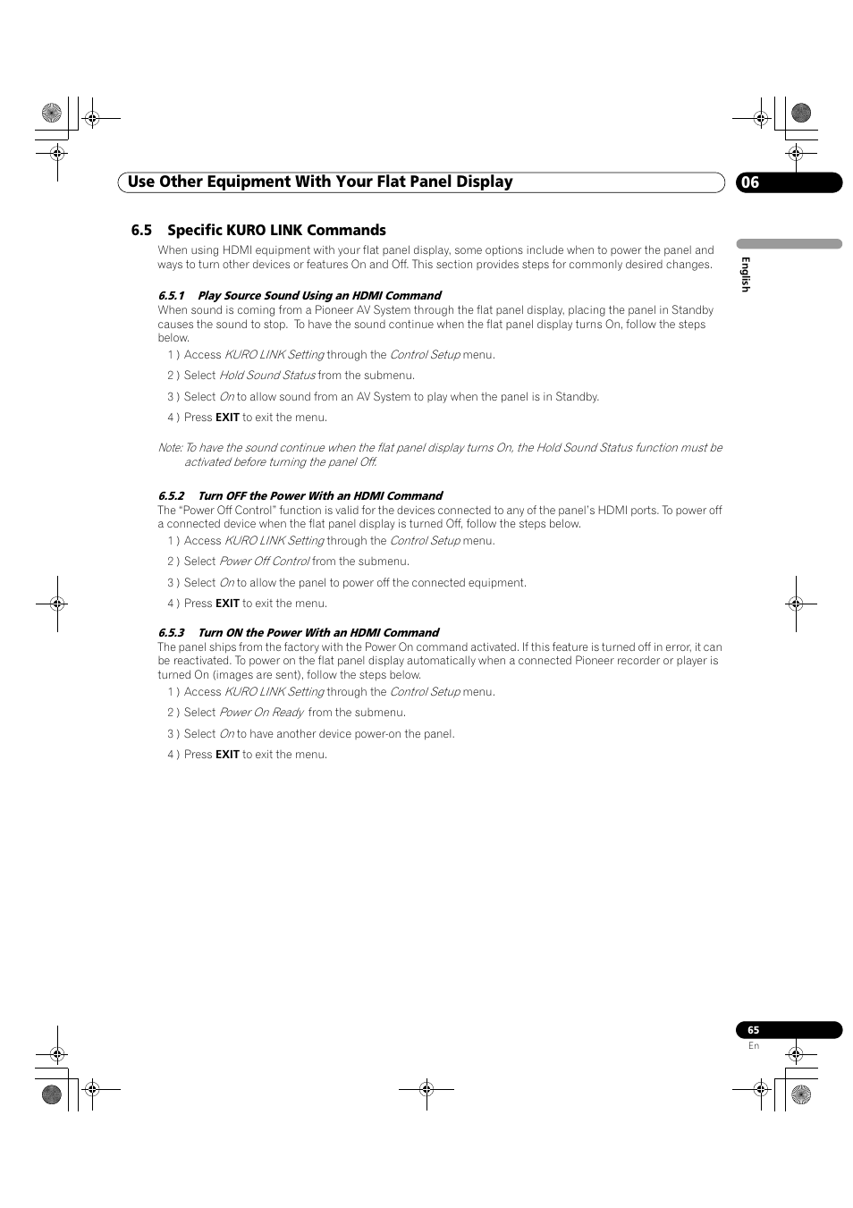 5 specific kuro link commands | Pioneer KRP-500M User Manual | Page 65 / 325