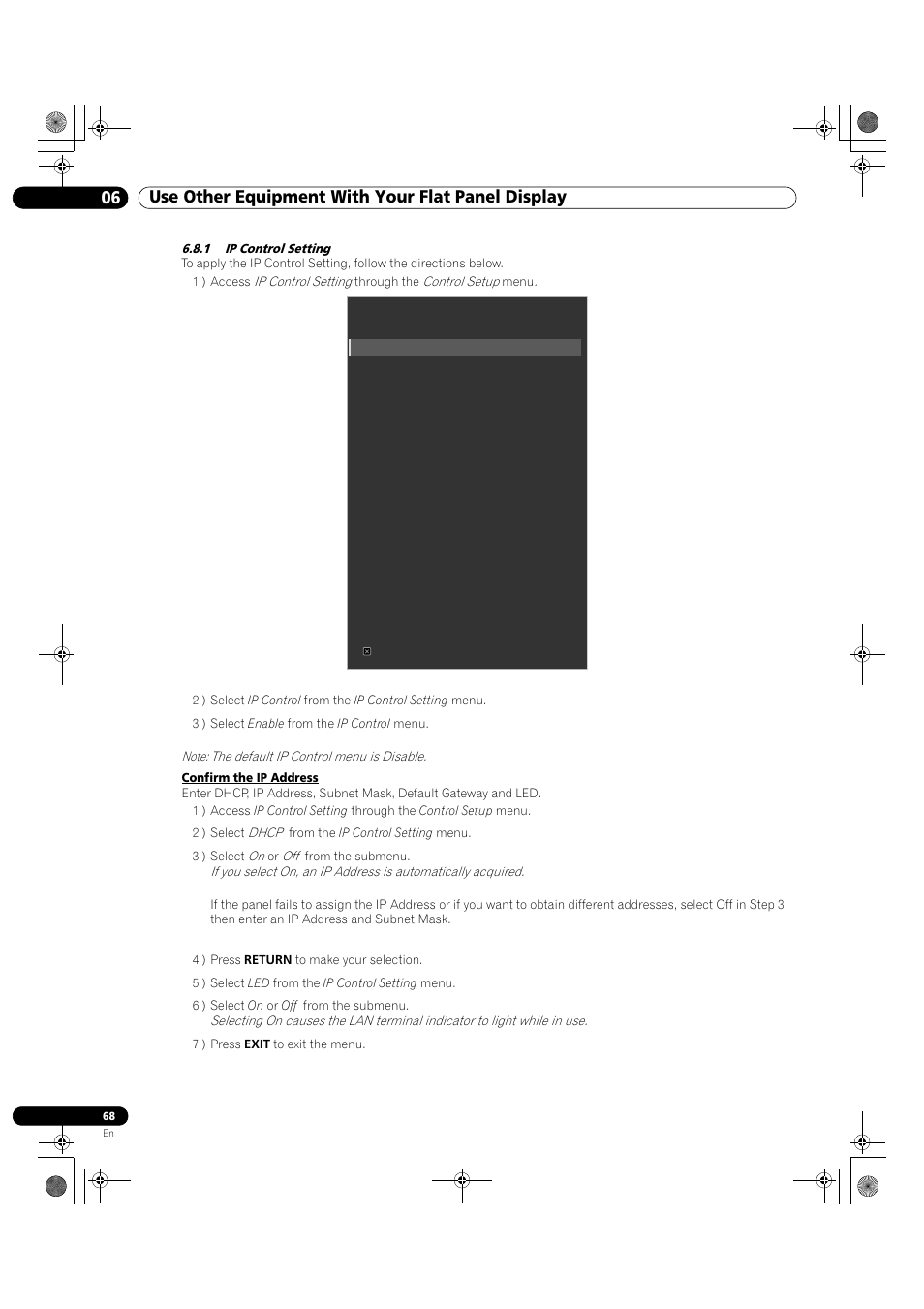 1 ip control setting | Pioneer KRP-500M User Manual | Page 68 / 325