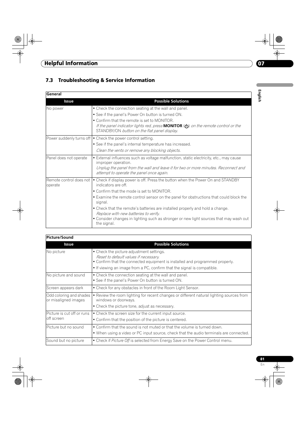 3 troubleshooting & service information, Helpful information 07 | Pioneer KRP-500M User Manual | Page 81 / 325