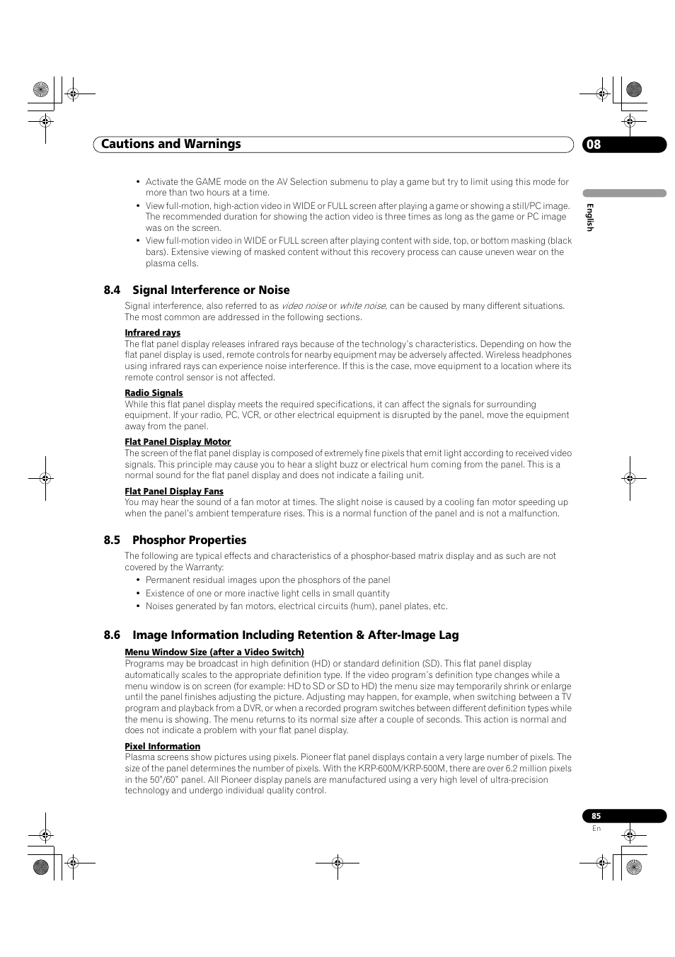 Cautions and warnings 08 | Pioneer KRP-500M User Manual | Page 85 / 325