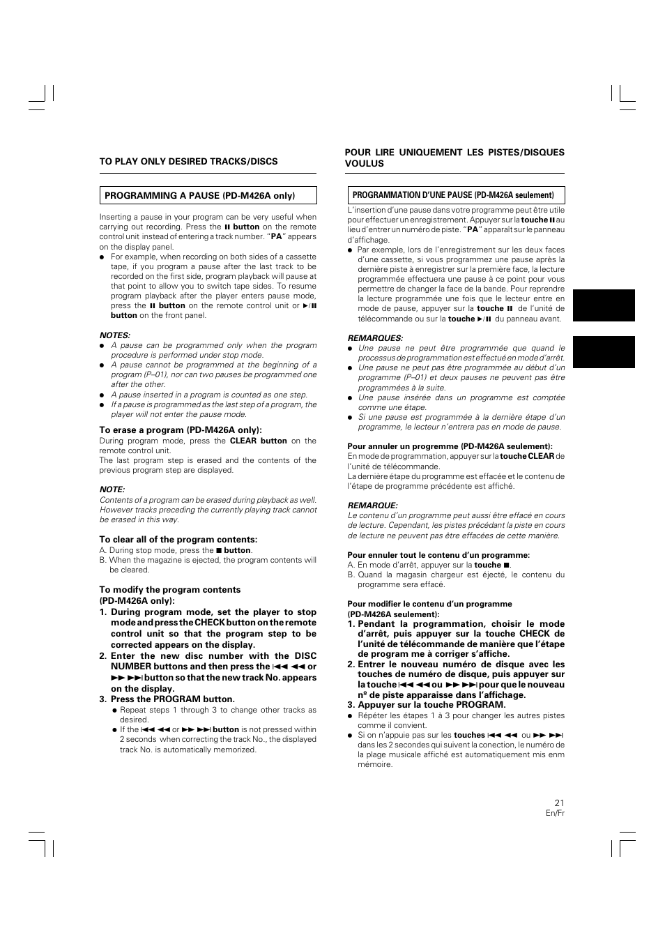 Pioneer PD-M426A User Manual | Page 21 / 88