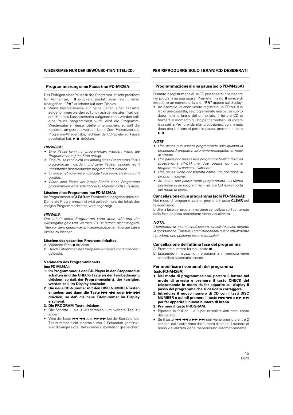 Pioneer PD-M426A User Manual | Page 45 / 88