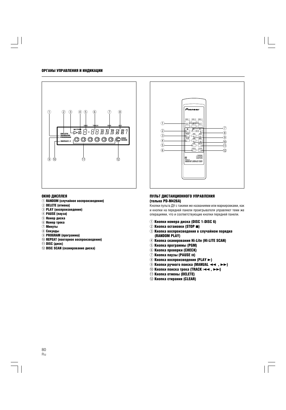 Окно дисплея | Pioneer PD-M426A User Manual | Page 80 / 88