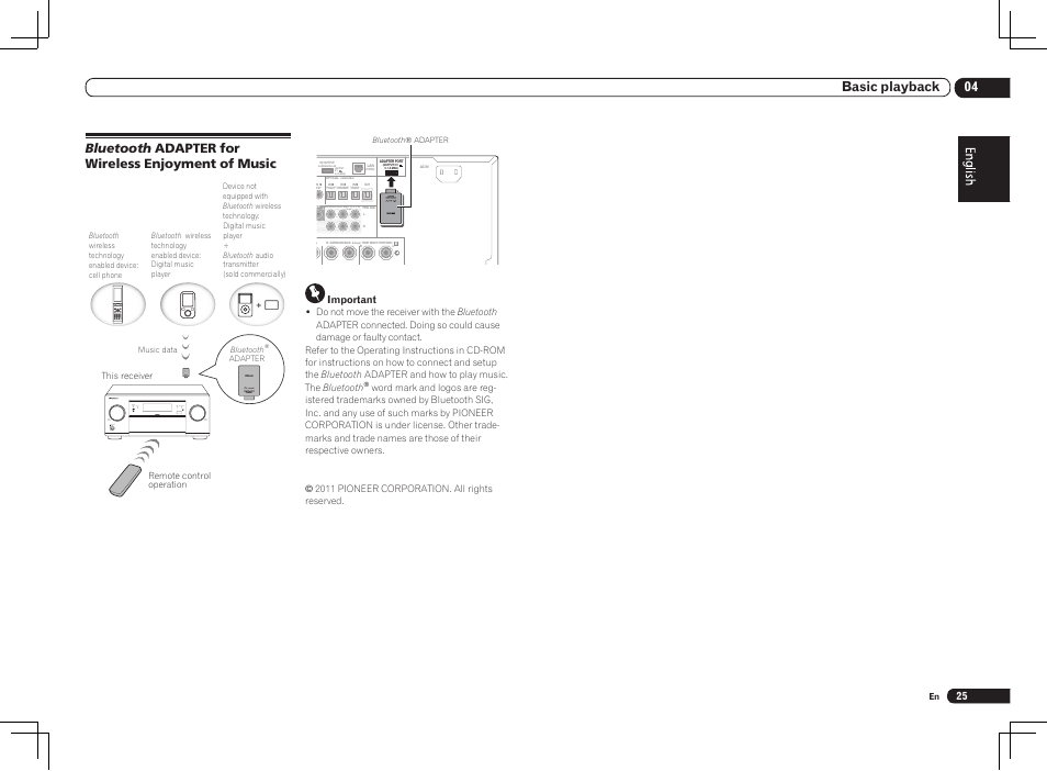 Bluetooth adapter for wireless enjoyment of music, Single), 04 basic playback | Pioneer VSX-LX55 User Manual | Page 25 / 76