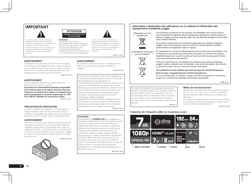 Important | Pioneer VSX-LX55 User Manual | Page 26 / 76