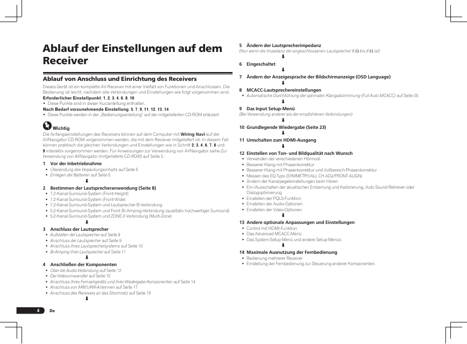 Ablauf der einstellungen auf dem receiver | Pioneer VSX-LX55 User Manual | Page 52 / 76