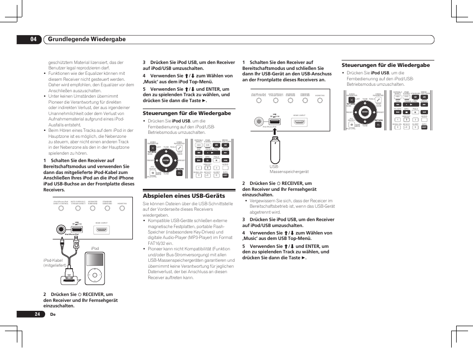 Abspielen eines usb-geräts, Menu, 04 grundlegende wiedergabe | Steuerungen für die wiedergabe | Pioneer VSX-LX55 User Manual | Page 72 / 76