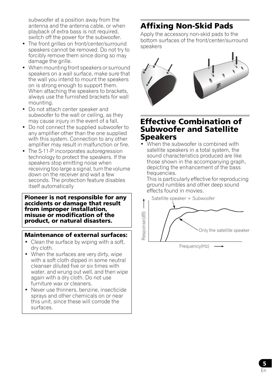 Affixing non-skid pads | Pioneer HTP-071 User Manual | Page 5 / 10