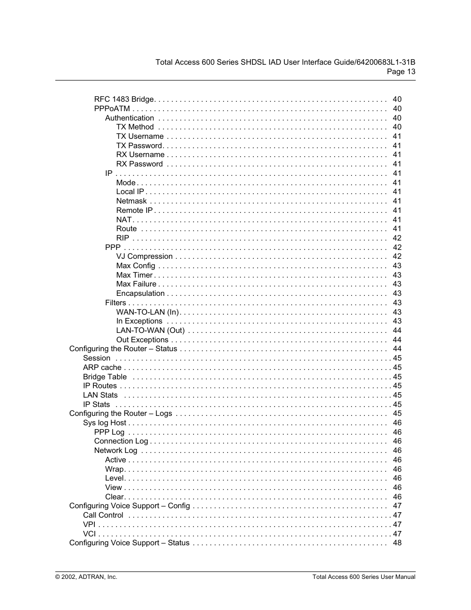 ADTRAN 600 Series User Manual | Page 13 / 72