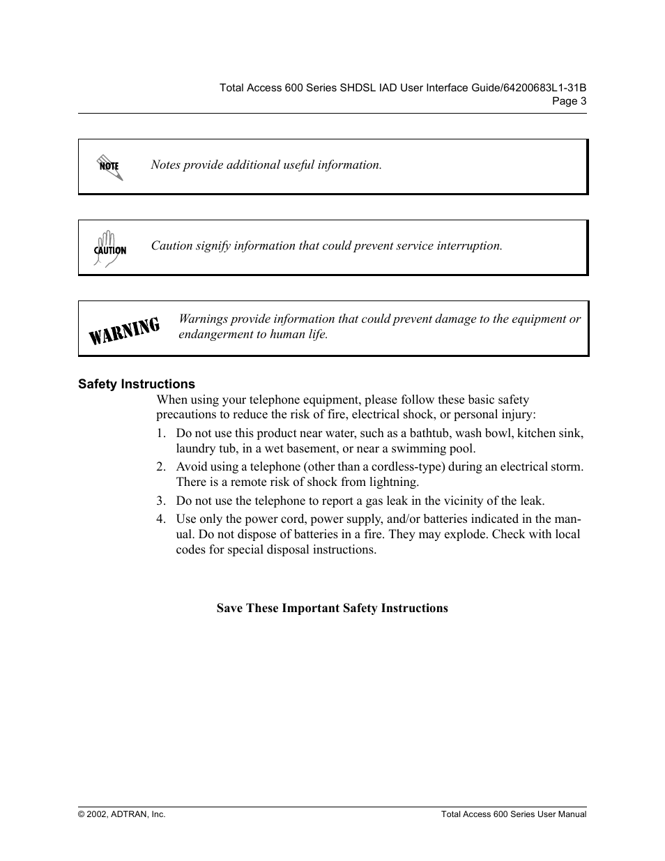 ADTRAN 600 Series User Manual | Page 3 / 72