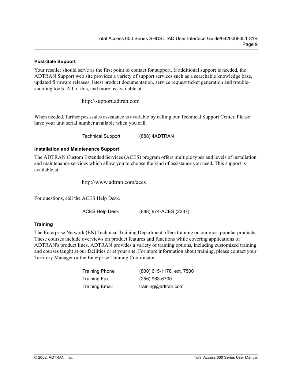 ADTRAN 600 Series User Manual | Page 9 / 72