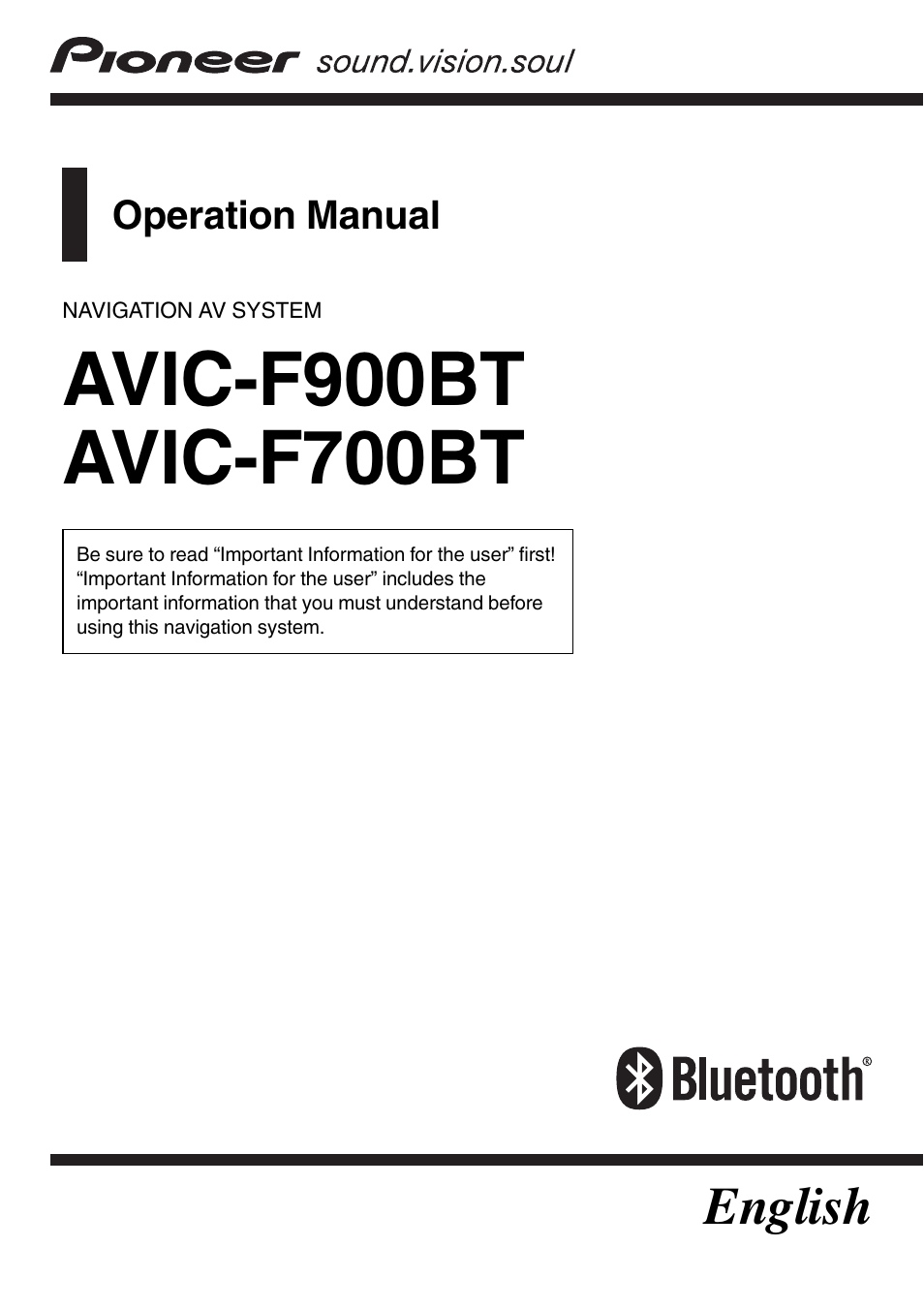 Pioneer AVIC F900BT User Manual | 172 pages