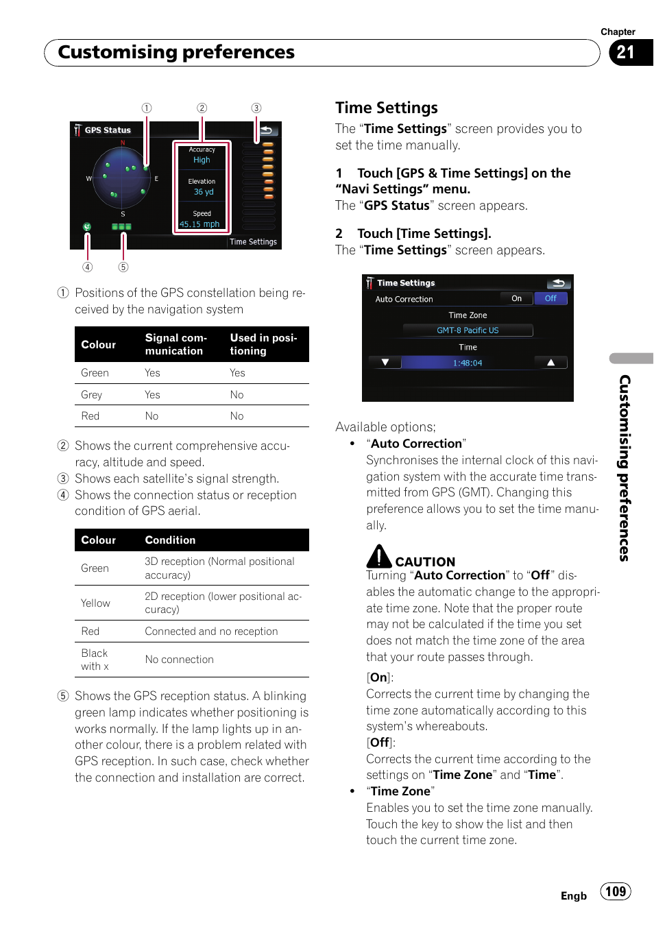 Time settings 109, Customising preferences, Time settings | Customising pr eferences | Pioneer AVIC F900BT User Manual | Page 109 / 172