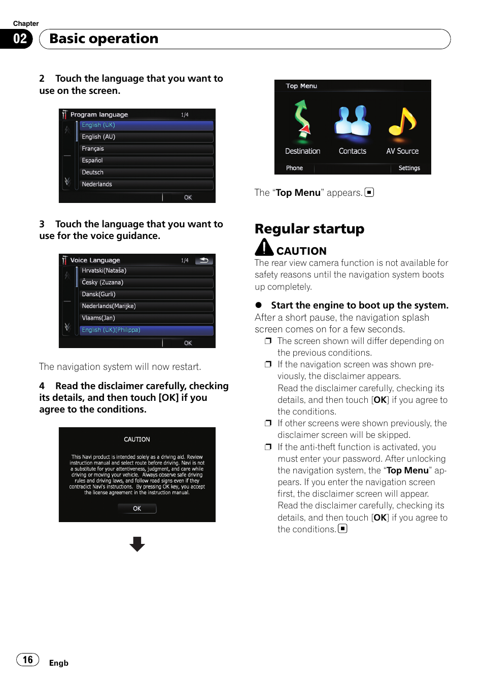 Regular startup, Basic operation | Pioneer AVIC F900BT User Manual | Page 16 / 172