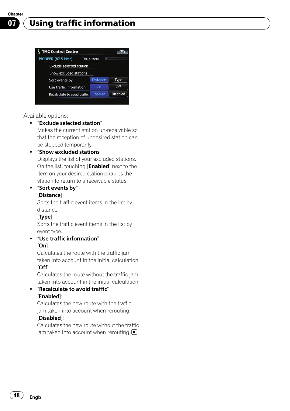 Using traffic information | Pioneer AVIC F900BT User Manual | Page 48 / 172