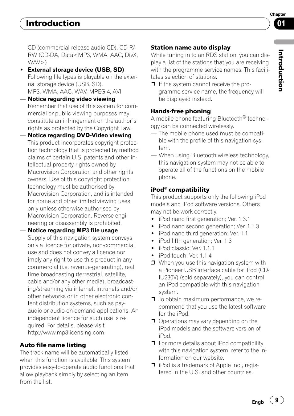 Introduction | Pioneer AVIC F900BT User Manual | Page 9 / 172