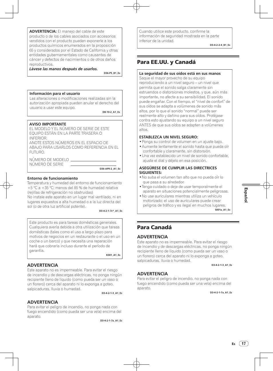 Para ee.uu. y canadá, Para canadá, Advertencia | Pioneer DDJ-WeGO-G User Manual | Page 17 / 32