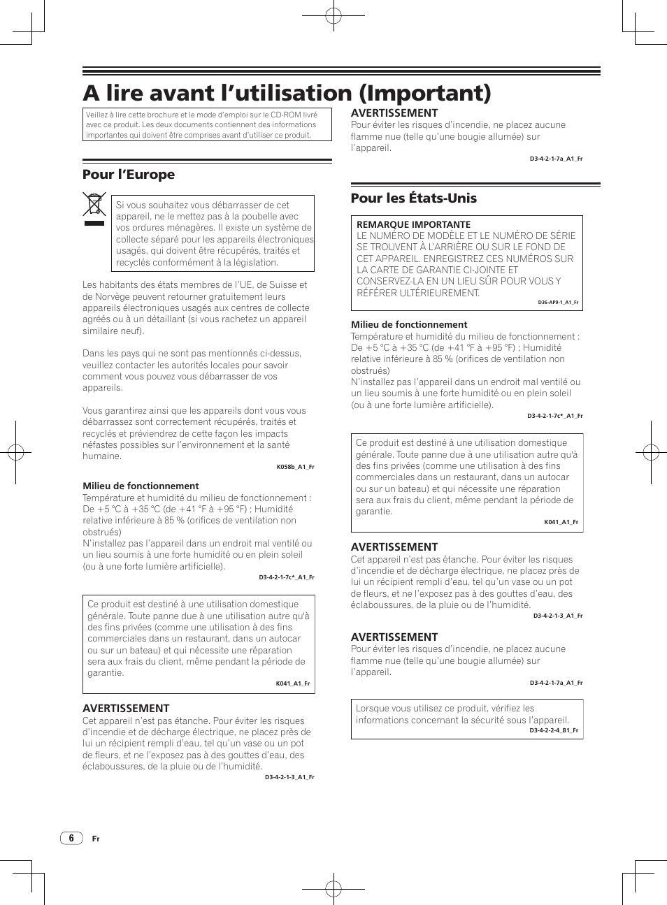 A lire avant l’utilisation (important), Contrôleur pour dj, Pour l’europe | Pour les états-unis | Pioneer DDJ-WeGO-G User Manual | Page 6 / 32