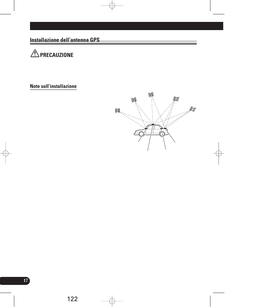 Installazione dell’antenna gps, Precauzione, Note sull’installazione | Installazione, Installazione dell’antenna gps precauzione | Pioneer AVIC-70D User Manual | Page 122 / 158