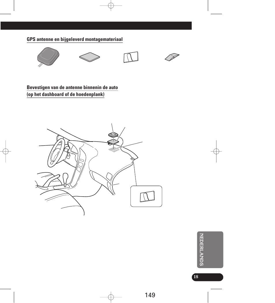 Gps antenne en bijgeleverd montagemateriaal | Pioneer AVIC-70D User Manual | Page 149 / 158