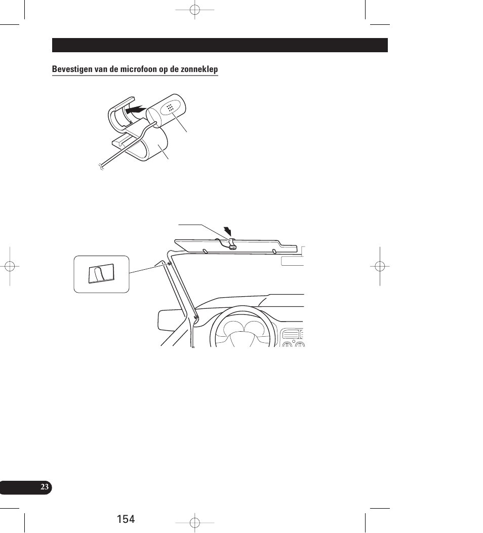 Bevestigen van de microfoon op de zonneklep, Inbouwen | Pioneer AVIC-70D User Manual | Page 154 / 158