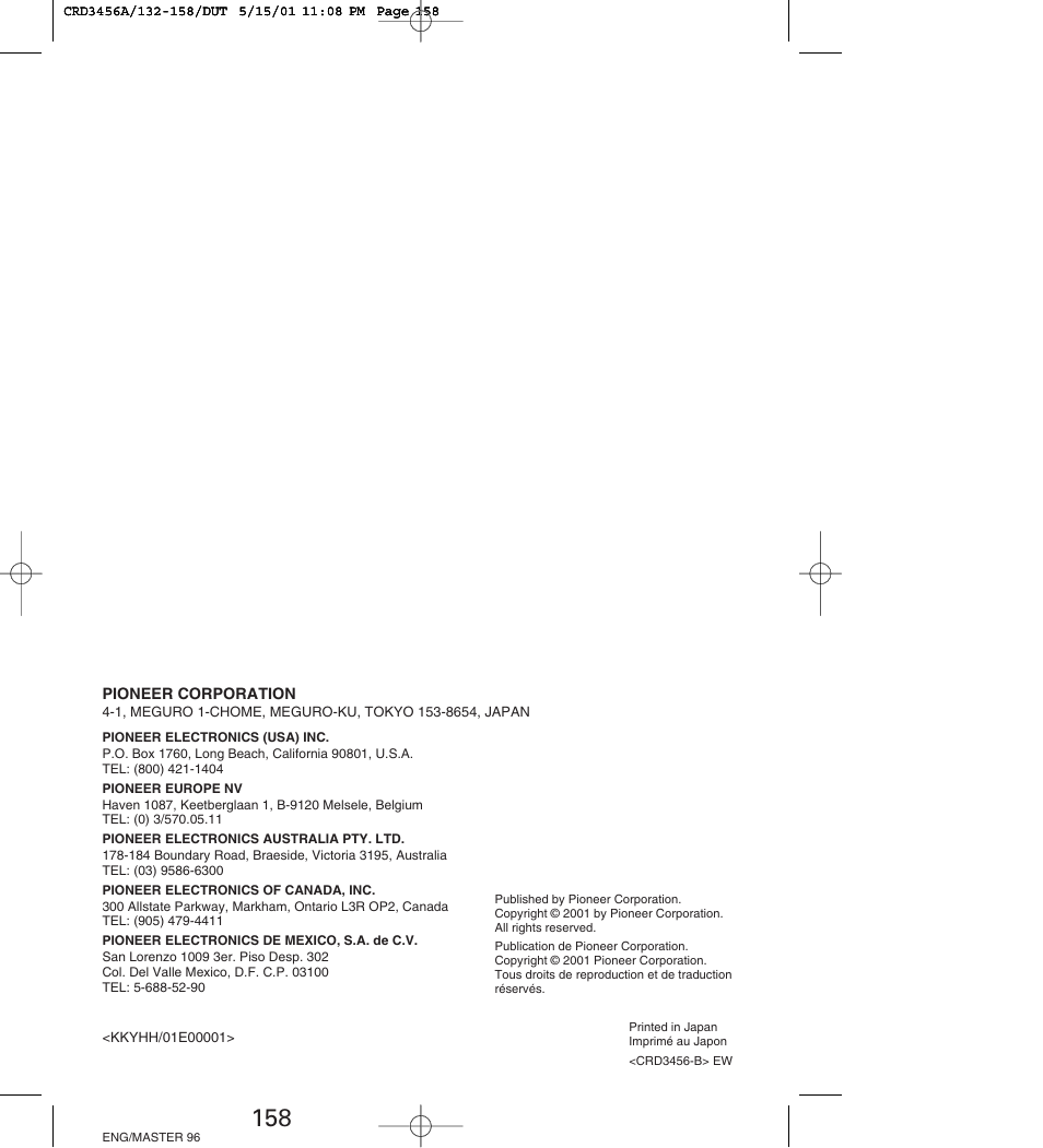 Pioneer AVIC-70D User Manual | Page 158 / 158