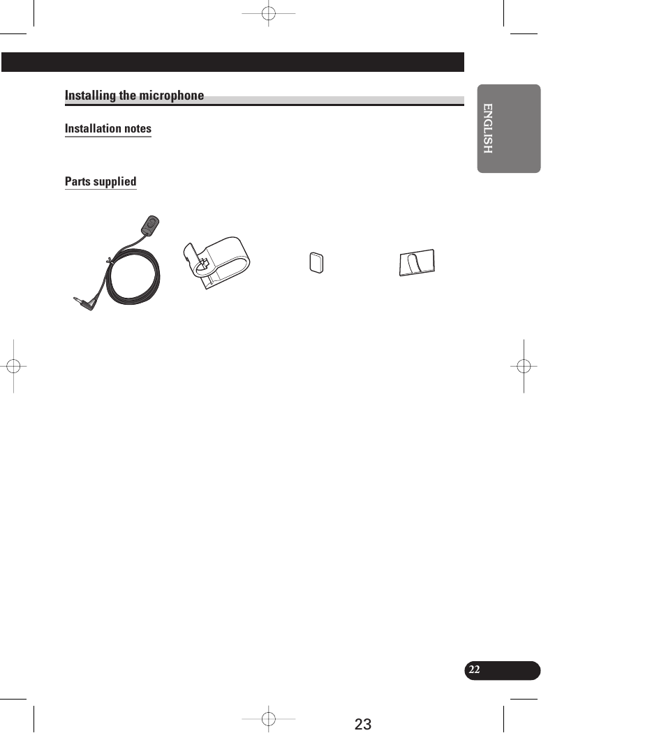 Installing the microphone, Installation notes, Parts supplied | Pioneer AVIC-70D User Manual | Page 23 / 158